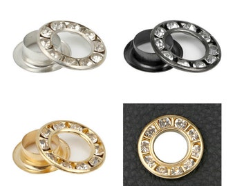 Metal Eyelet Grommet-20/50Pcs Rhinestones Snap Ring for Down Jacket/Shoe/Belt/Handbags/Luggage/Purse/Hat/Curtain