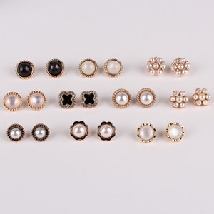 Metal Shirt Pearl Buttons-10Pcs Gold/White/Black Button for Sewing-Chiffon Shirt/Sweater/Cardigan zdjęcie 3