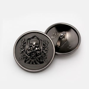 Metal Skull Buttons-6pcs Antique Black Silver Button for Sewing-blazer ...