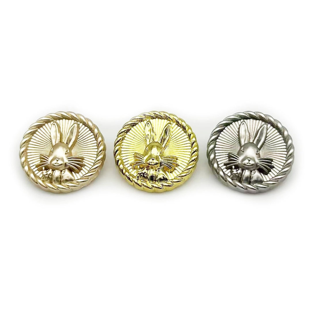 Metal Rabbit Buttons-6pcs Matte Gold/silver/tea Gold Shank Button for ...