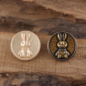 Metal Bunny Buttons-6Pcs Antique Gold Rabbit Button for Sewing-Blazer/Jacket/Coat/Sweater/Cardigan