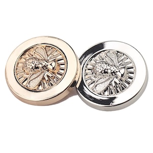 Metal Bee Buttons-6Pcs Gold/Nickel Shank Button for Sewing Blazer/Cardigan/Coat/Sweater