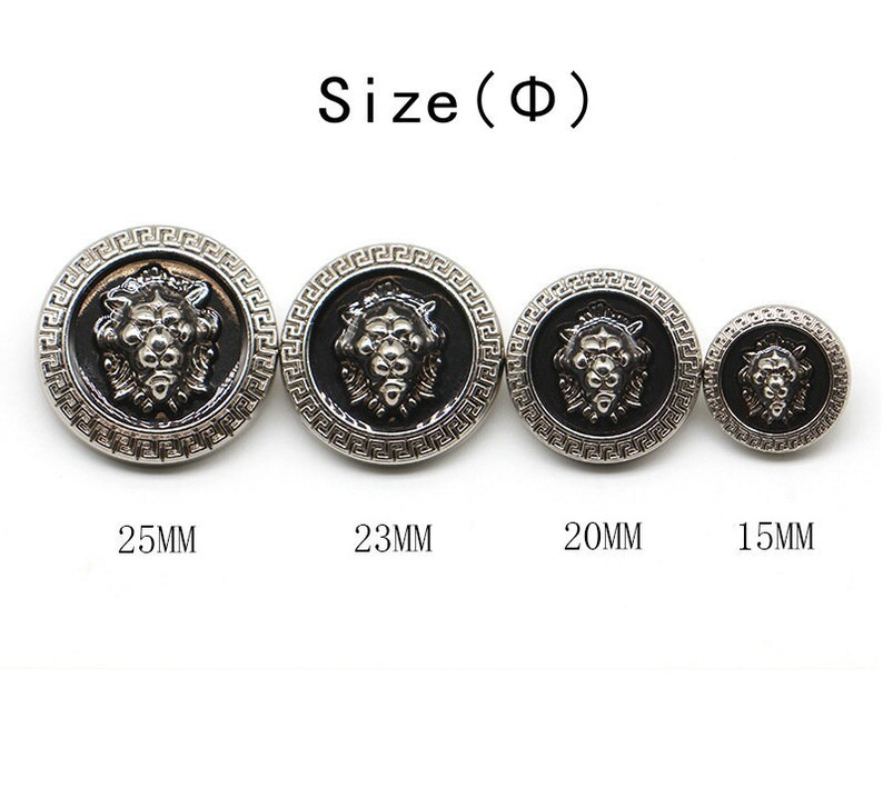 Metal Lion Buttons-6Pcs Vintage Gold Silver Black Button for Sewing-Blazer/Jacket/Coat/Sweater image 8