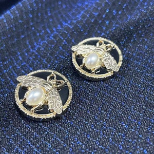 Botones de metal con perlas de abeja, 6 uds., botón de vástago redondo de oro rosa de 23MM para coser-Blazer/chaqueta/abrigo/cárdigan imagen 8