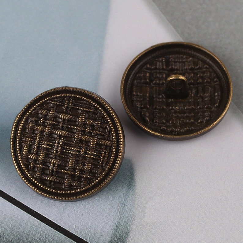 Bottoni in tessuto metallico-6 pezzi Bottoni a griglia in oro nero/bronzo/nichel per cucire-maglione/giacca/giacca/cappotto Bronzo