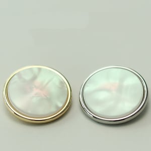 Metal Pearl Buttons-6Pcs White Gold/Silver Button for Sewing-Blazer/Jacket/Coat/Sweater