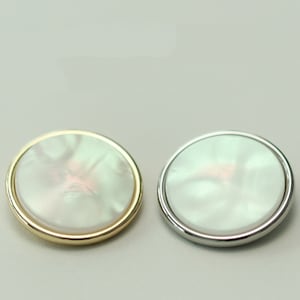 Metal Pearl Buttons-6Pcs White Gold/Silver Shank Button for Sewing-Blazer/Jacket/Coat/Sweater image 1