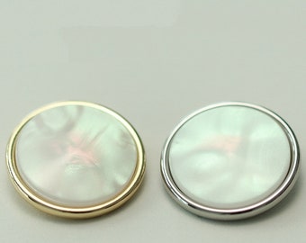 Metal Pearl Buttons-6Pcs White Gold/Silver Shank Button for Sewing-Blazer/Jacket/Coat/Sweater