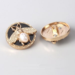 Metal Bee Pearl Buttons-6Pcs 23MM Rose Gold Round Shank Button for Sewing-Blazer/Jacket/Coat/Cardigan zdjęcie 5