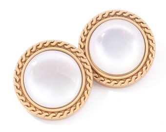 Botones de perla de metal - 6 piezas con patrón dorado y blanco para coser en blazers, chaquetas, abrigos y suéteres