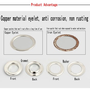 Metal Eyelet Grommet-20/50Pcs Highlight Snap Ring for Down Jacket/Shoe/Belt/Handbags/Luggage/Purse/Hat/Curtain image 5