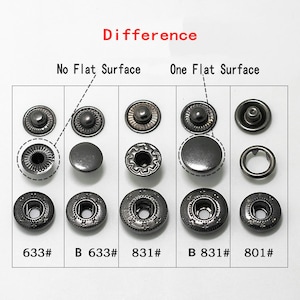 Metal Flat Snap Buttons-10Pcs Press Stud Popper Bronze/Gun/Silver/Gold/Black for Jeans/Jacket/Coat/Leather/Wallet/DIY image 10