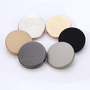 Metal Mirror Flat Buttons-6Pcs Round Gold/Silver/Gun/Black Shank Button for Sewing-Shirt/Blazer/Skirt/Jacket/Coat image 2