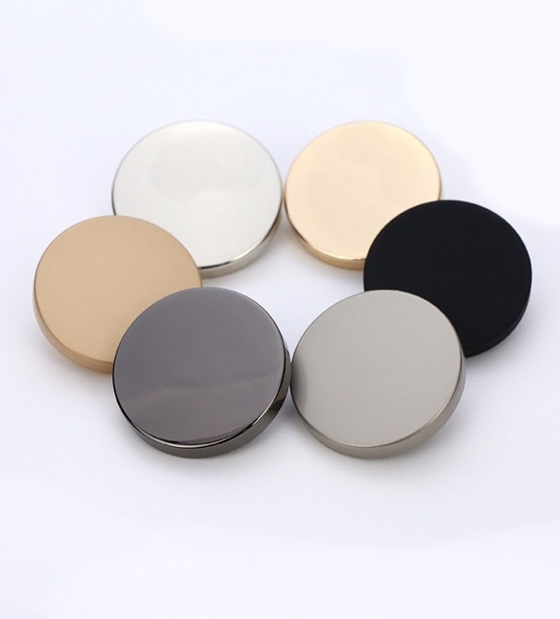 Metal Mirror Flat Buttons-6Pcs Round Gold/Silver/Gun/Black Shank Button for Sewing-Shirt/Blazer/Skirt/Jacket/Coat image 2