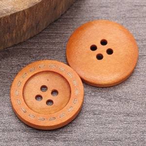 Wood Buttons-20Pcs Vintage Laser Dashed Line Wooden Hole Button for Sewing-Shirt/Cardigan/Sweater/Coat/Bag image 8