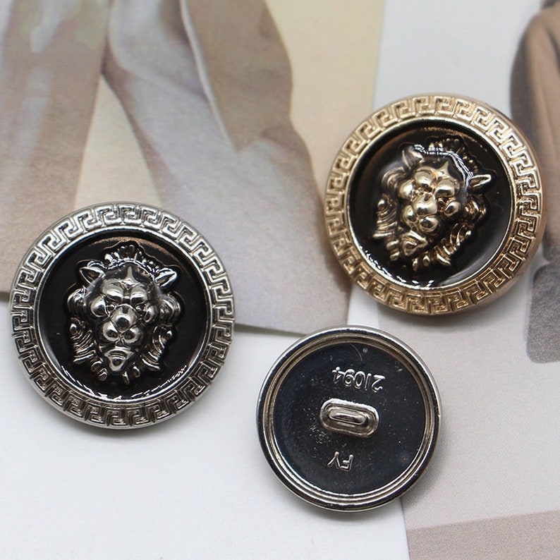 Metal Lion Buttons-6Pcs Vintage Gold Silver Black Button for Sewing-Blazer/Jacket/Coat/Sweater image 4