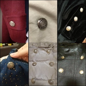 Metal Floral Buttons-6Pcs Gun Black/Gold/Tea Gold/Silver/Bronze Hollow Button for Sewing-Blazer/Jacket/Coat/Sweater image 10