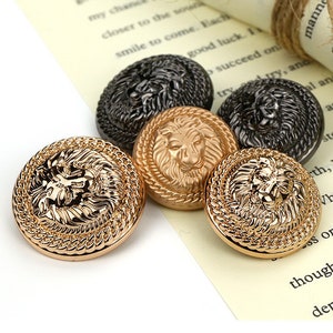 Metal Lion Buttons-6Pcs Rose Gold/Gun Black Button for Sewing-Blazer/Jacket/Coat/Sweater zdjęcie 1