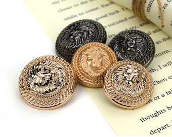 Metal Lion Buttons-6Pcs Rose Gold/Gun Black Button for Sewing-Blazer/Jacket/Coat/Sweater