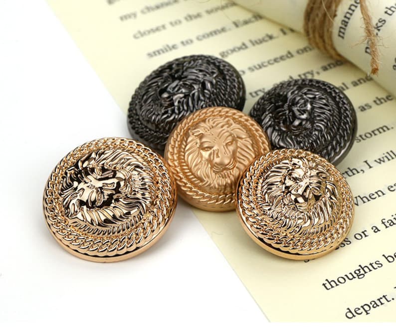 Metal Lion Buttons-6Pcs Rose Gold/Gun Black Button for Sewing-Blazer/Jacket/Coat/Sweater zdjęcie 1