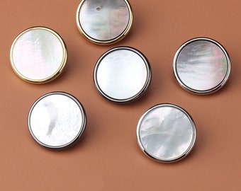 Metal Mother of Pearl Buttons-6Pcs Natural Black MOP/Pearloyster Shell Button for Sewing-Suit/Blazer/Jacket/Coat/Sweater