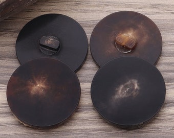 Natural Horn Buttons-6Pcs Flat Black/Brown Pattern Button for Sewing-Shirt/Suit/Blazer/Jacket/Coat/Sweater