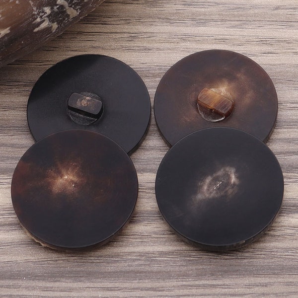 6 boutons en corne naturelle plats noirs/bruns pour couture de chemise/costume/blazer/veste/manteau/pull