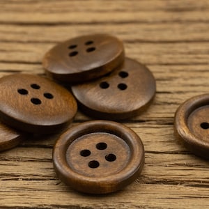 Wood Buttons-20/50/100/200Pcs Vintage Old Brown Wooden Hole Button for Sewing-Shirt/Cardigan/Sweater/Bag image 10