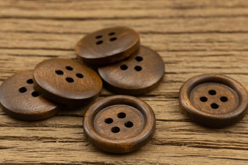 Wood Buttons-20/50/100/200Pcs Vintage Old Brown Wooden Hole Button for Sewing-Shirt/Cardigan/Sweater/Bag image 10
