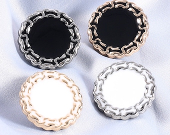 Metal Chain Buttons- 6Pcs Gold Silver Black White Button for Sewing-Blazer/Jacket/Coat/Sweater/Cardigan