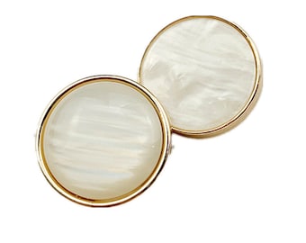 Gold White Pearl Metal Buttons-6Pcs Flat Arc Round Shank Button for Sewing-Blazer/Jacket/Coat/Sweater/Cardigan