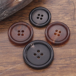 Natural Horn Buttons-6Pcs Black/Brown Hole Button for Sewing-Shirt/Suit/Blazer/Jacket/Coat/Sweater image 3