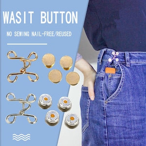 Jeans Waist Tightener Buttons: Nail-Free Adjustable Snap, 2-Piece Set