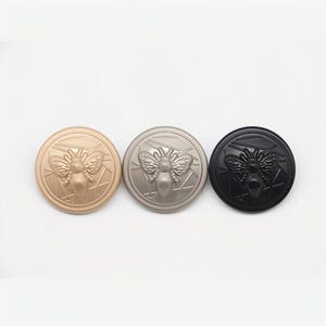 Metal Bee Buttons-6Pcs Gold/Satin Nickel/Black Button for Sewing Blazer/Cardigan/Coat/Sweater
