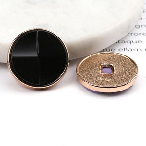 Metal Gold Buttons-6Pcs Black/White/Brown/Purple/Gray Button for Sewing-Blazer/Jacket/Coat/Sweater/Cardigan Black