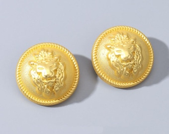 Metal Lion Buttons-6Pcs Matte Gold Button for Sewing-Blazer/Jacket/Coat/Sweater