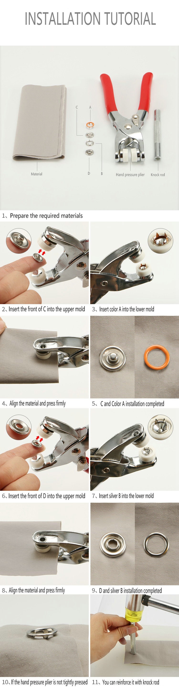 Snap Button Install Metal Pearl Prong Snap Buttons: DIY Jacket/jeans Fasteners, 10 Pcs - Etsy
