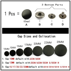 Boutons-pression en métal à arc plat 10 pièces boutons-pression bronze/gun/argent/or/noir pour jean/veste/manteau/cuir/portefeuille image 6
