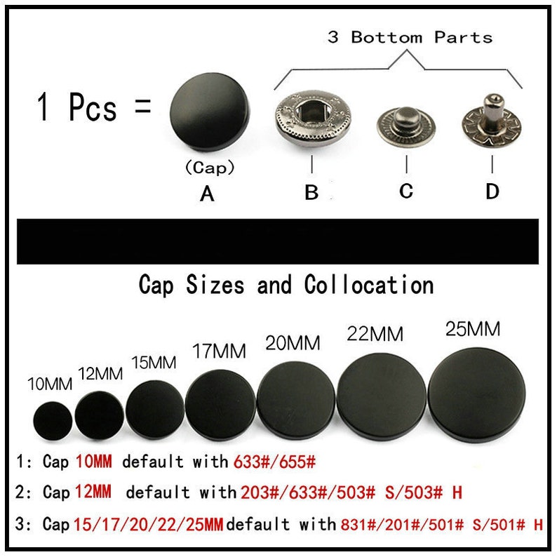 Boutons-pression en métal à arc plat 10 pièces boutons-pression bronze/gun/argent/or/noir pour jean/veste/manteau/cuir/portefeuille image 6