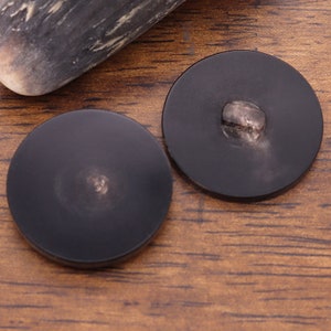 Natural Horn Buttons-6Pcs Flat Black/Brown Pattern Button for Sewing-Shirt/Suit/Blazer/Jacket/Coat/Sweater Black