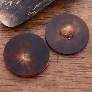 Natural Horn Buttons-6Pcs Flat Black/Brown Pattern Button for Sewing-Shirt/Suit/Blazer/Jacket/Coat/Sweater Brown
