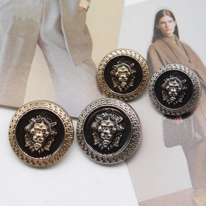 Metal Lion Buttons-6Pcs Vintage Gold Silver Black Button for Sewing-Blazer/Jacket/Coat/Sweater image 2