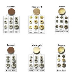 Metal Flat Snap Buttons-10Pcs Press Stud Popper Bronze/Gun/Silver/Gold/Black for Jeans/Jacket/Coat/Leather/Wallet/DIY zdjęcie 7