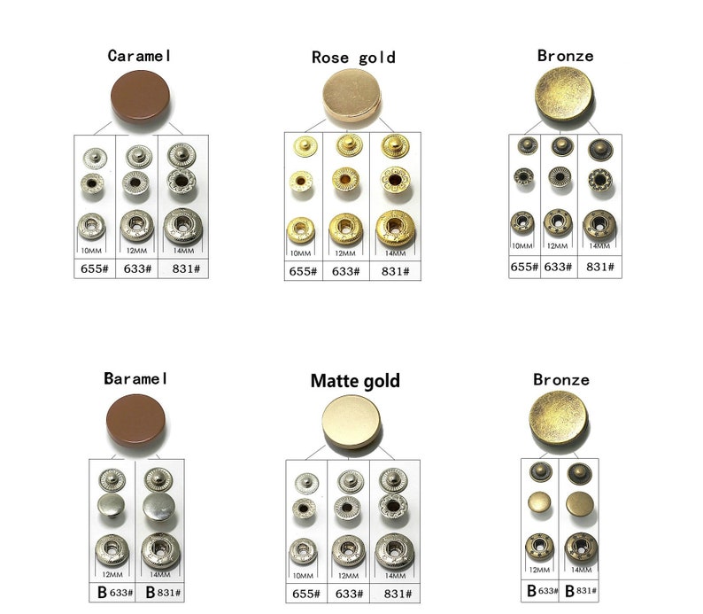 Metal Flat Snap Buttons-10Pcs Press Stud Popper Bronze/Gun/Silver/Gold/Black for Jeans/Jacket/Coat/Leather/Wallet/DIY image 7