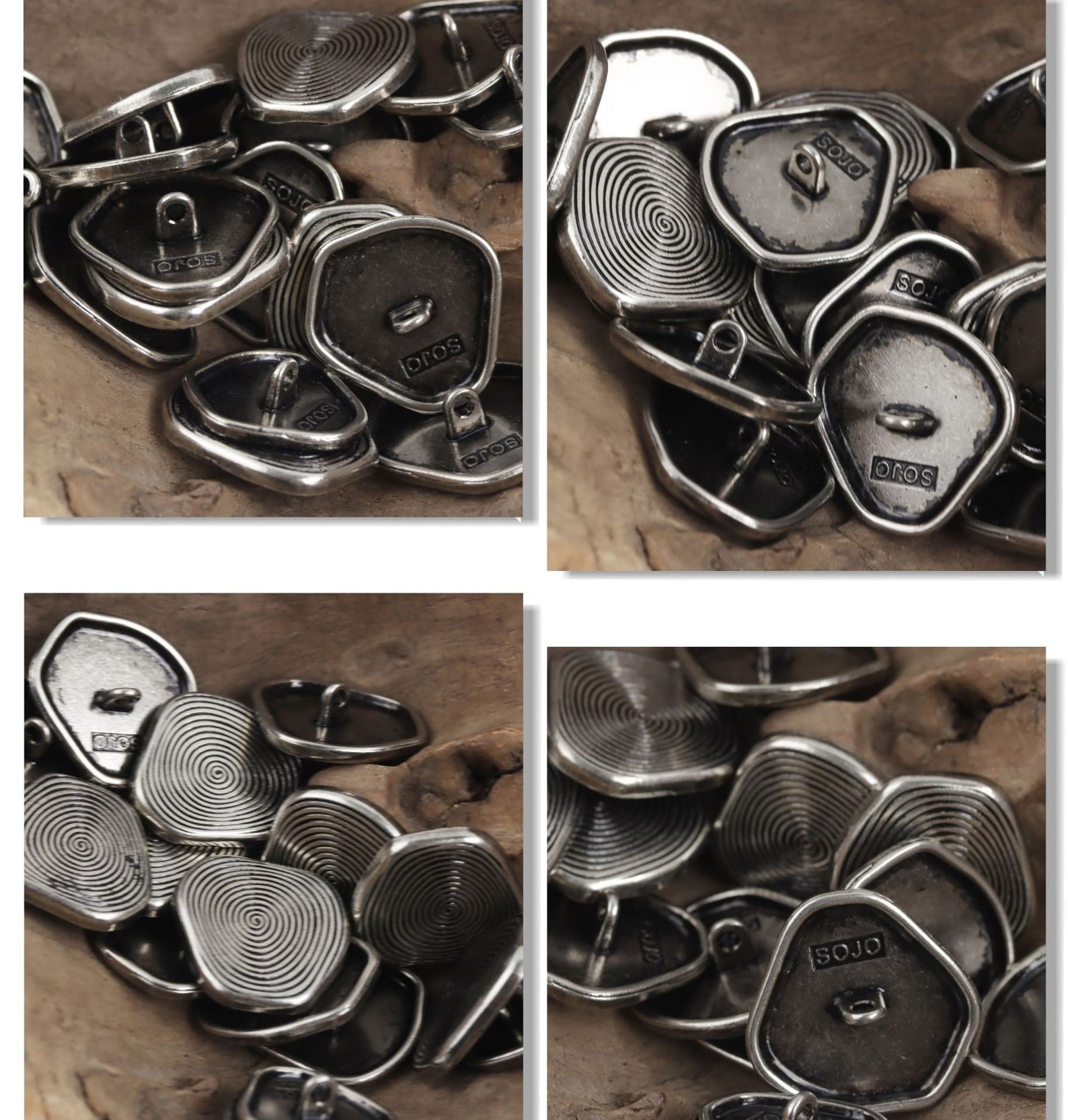 Metal Irregular Buttons-6pcs Silver Black Bronze Button for Blazer ...