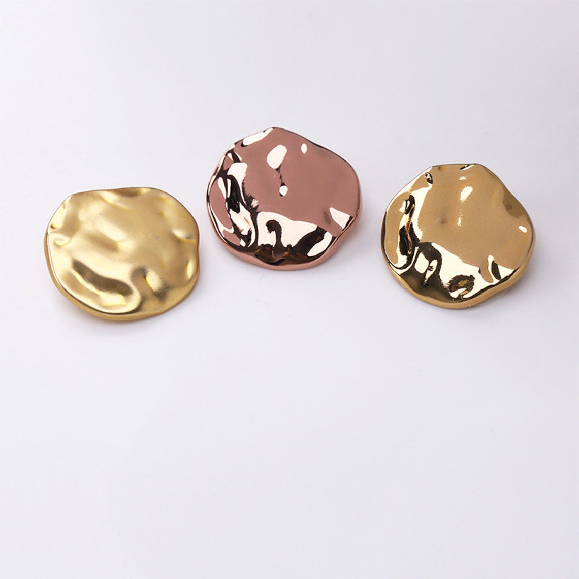 Mat Button Ripple Rounded Metal Irregular Buttons-6pcs Gold Ripple Button for Sewing-sweater ...