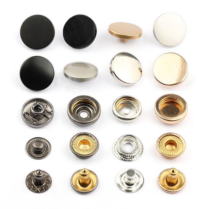 Boutons-pression en métal à arc plat 10 pièces boutons-pression bronze/gun/argent/or/noir pour jean/veste/manteau/cuir/portefeuille image 2