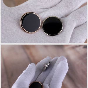 Metal Flat Black Buttons-6Pcs Gold/Silver Shank Button for Sewing-Blazer/Jacket/Coat/Sweater image 3