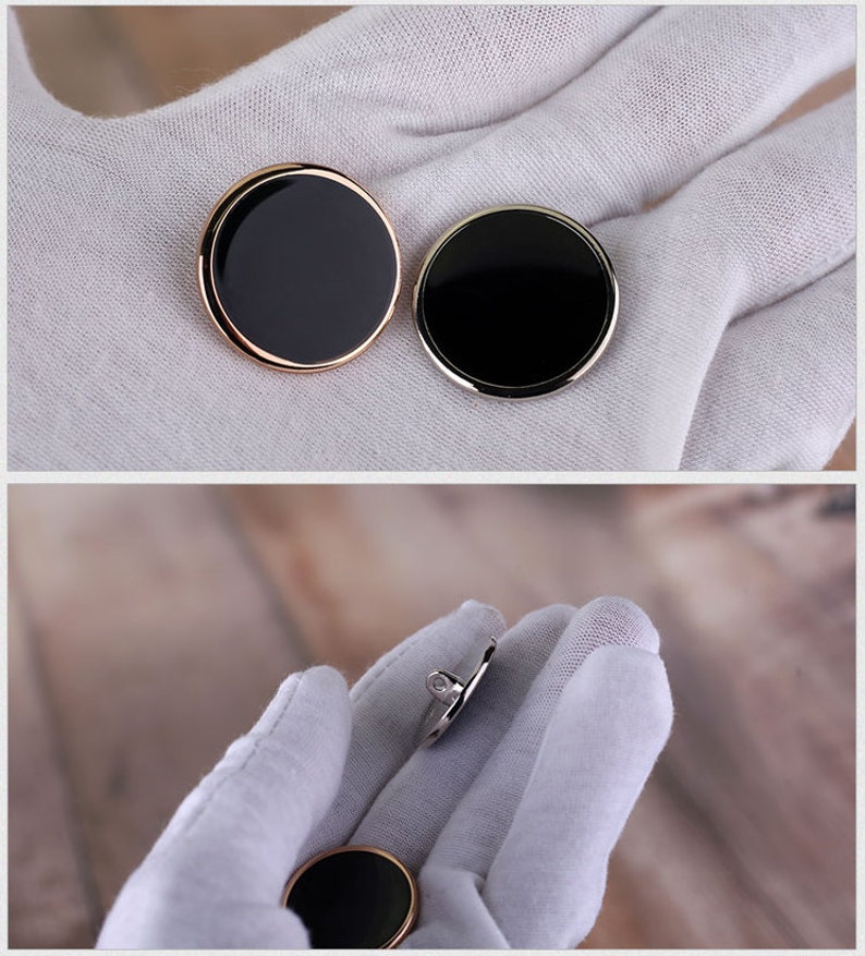 Metalen platte zwarte knoppen-6 stuks goud/zilveren schacht knop voor naaien-blazer/jas/jas/trui afbeelding 3