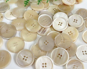 Natural White Horn Buttons-6Pcs Beige Button for Shirt/Suit/Blazer/Jacket/Coat/Sweater
